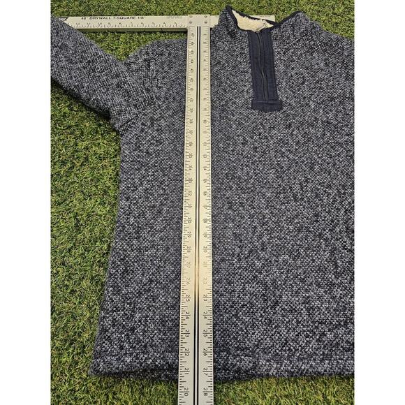 Orvis Sweater Mens Large Blue Sherpa Lined 1/4 Zip Pullover Long Sleeve Fleece - Picture 4 of 5